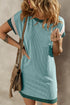 Textured Colorblock Edge Patched Pocket T Shirt Dress